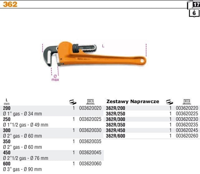 Toruvõti Beta 362, 350 mm цена и информация | Käsitööriistad | hansapost.ee