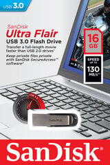 Sandisk Ultra Flair USB Flash Drive 3.0, 16GB, USB 3.0 цена и информация | USB накопители | hansapost.ee