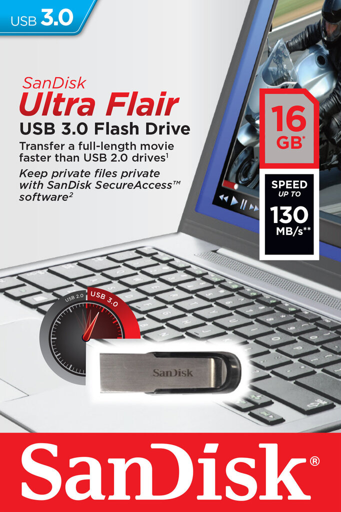 Mälupulk SANDISK 16GB Ultra Flair™ USB 3.0 hind ja info | Mälupulgad | hansapost.ee