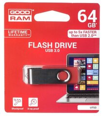 Goodram UTS3 64 Гб 3.0, Красная цена и информация | USB накопители данных | hansapost.ee