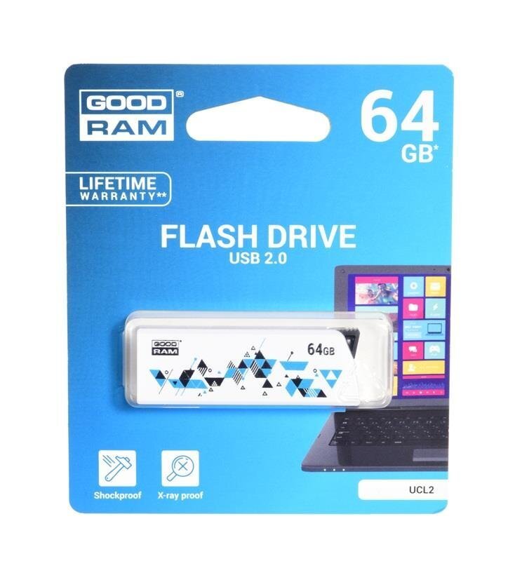 Mälupulk Goodram Flashdrive Cl!ck 64GB USB 2.0 valge värviliste elementidega цена и информация | Mälupulgad | hansapost.ee