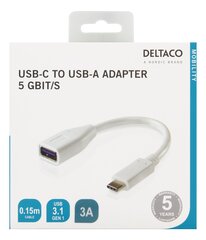 Адаптер Deltaco USBC-1205 USB 3.1 C-A Gen 1 цена и информация | Адаптеры, USB-разветвители | hansapost.ee
