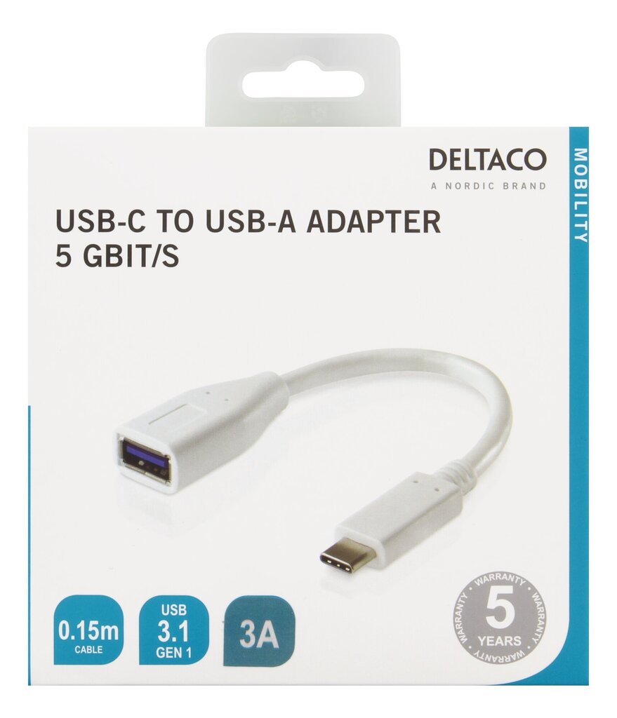 Adapter Deltaco USBC-1205 USB 3.1 C-A Gen 1 цена и информация | USB adapterid ja jagajad | hansapost.ee