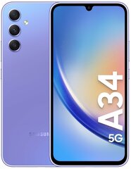 Samsung Galaxy A34 5G Dual SIM 8/256GB SM-A346BLVEEUE Light Violet цена и информация | Мобильные телефоны | hansapost.ee