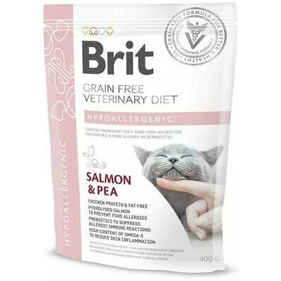 Kuivtoit Brit GF Veterinary Diets täiskasvanud kassidele lõhe ja hernestega Hypoallergenic, 0,4 kg hind ja info | Kassi kuivtoit ja kassikrõbinad | hansapost.ee