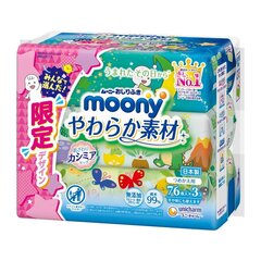 Jaapani niisked salvrätikud Moony, 3 x 76 tk hind ja info | Niisked salvrätikud lastele | hansapost.ee