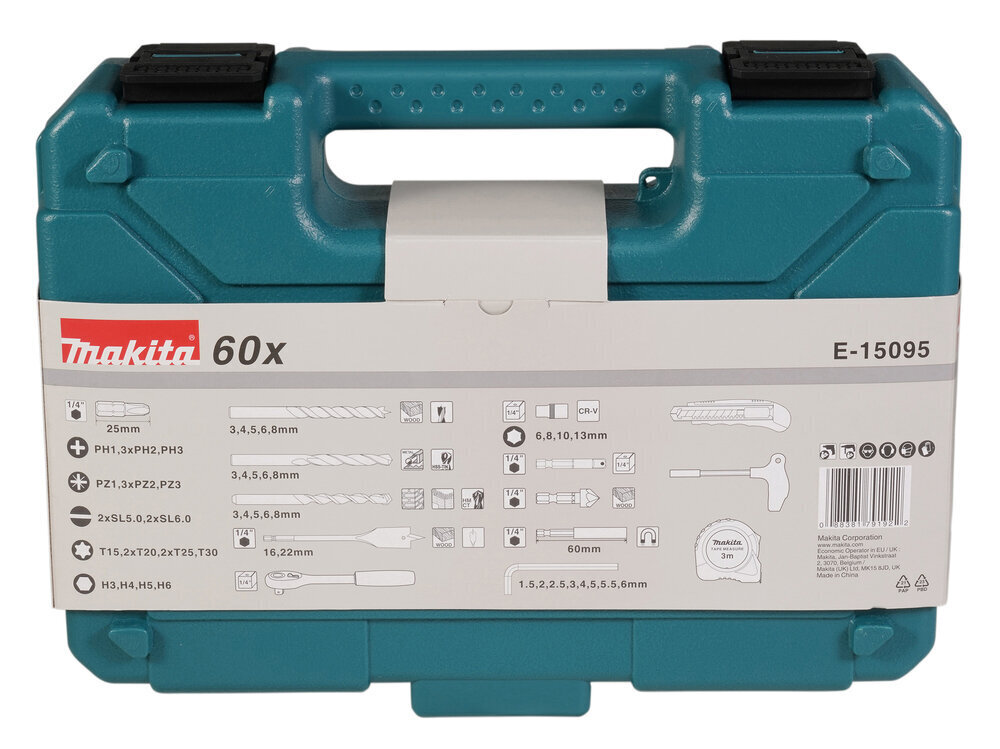 Tööriistakomplekt Makita E-15095, 60 tk. hind ja info | Käsitööriistad | hansapost.ee