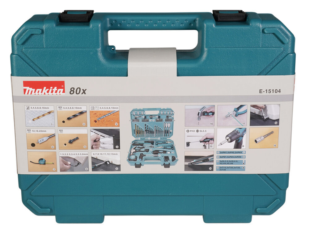 Tööriistakomplekt Makita E-15104, 80 tk. цена и информация | Käsitööriistad | hansapost.ee