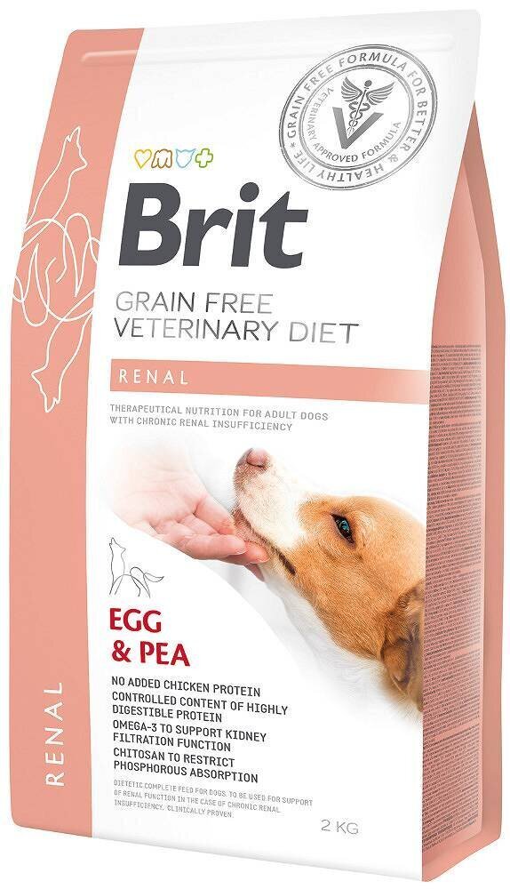 Brit GF Veterinary Diets täiskasvanud koertele koos munade ja hernestega Renal, 2 kg hind ja info | Koerte kuivtoit ja krõbinad | hansapost.ee