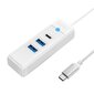 Orico Hub Adapter USB-C to 2x USB 3.0 + USB-C, 5 Gbps, 0.15m (White) hind ja info | USB adapterid ja jagajad | hansapost.ee