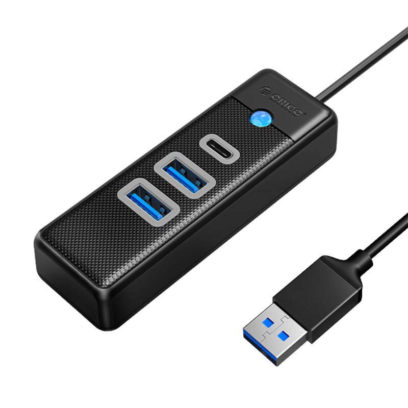 Orico Hub Adapter USB to 2x USB 3.0 + USB-C, 5 Gbps, 0.15m (Black) цена и информация | USB adapterid ja jagajad | hansapost.ee