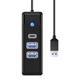 Orico Hub Adapter USB to 2x USB 3.0 + USB-C, 5 Gbps, 0.15 м (Black)