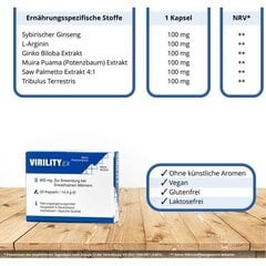 Toidulisand Virility Ex, 20 kapslit hind ja info | Toidulisandid tervise edendamiseks | hansapost.ee