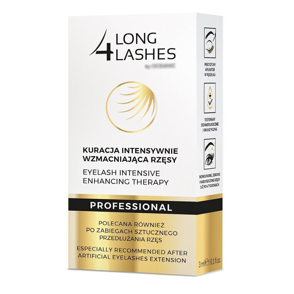 Long 4 Lashes - Ripsmete intensiivravi, Eyelash intensive enhancing therapy Professional 3 ml hind ja info | Lauvärvid, ripsmetušid ja silmapliiatsid | hansapost.ee