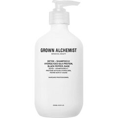 Hüdrolüüsitud siidiproteiini detoksifitseeriv šampoon, lükopeen, salvei Grown Alchemist, 500 ml hind ja info | Grown Alchemist Parfüümid, lõhnad ja kosmeetika | hansapost.ee