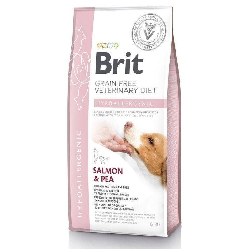 Brit GF Veterinary Diets täiskasvanud koertele koos lõhe ja hernestega Hypoallergenic, 12 kg цена и информация | Koerte kuivtoit ja krõbinad | hansapost.ee