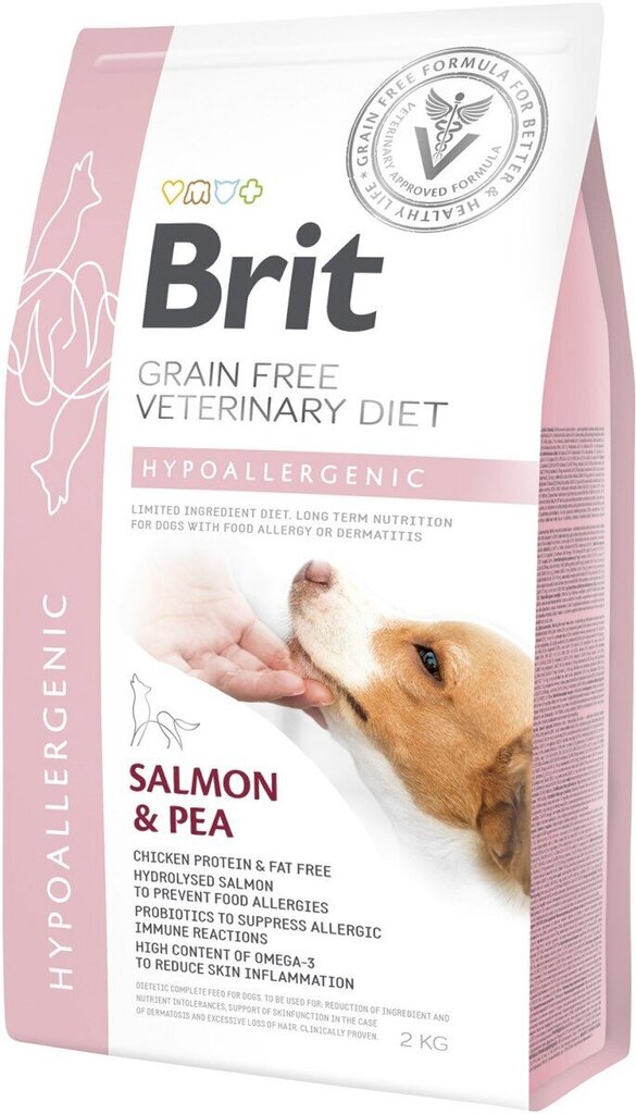 Brit GF Veterinary Diets täiskasvanud koertele koos lõhe ja hernestega Hypoallergenic, 2 kg цена и информация | Koerte kuivtoit ja krõbinad | hansapost.ee