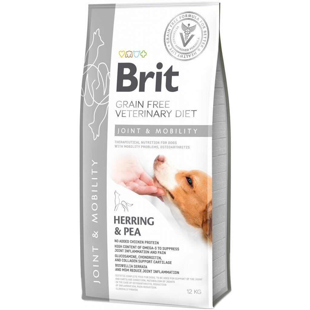 Brit GF Veterinary Diets täiskasvanud koertele koos heeringa ja hernestega Mobility, 12 kg цена и информация | Koerte kuivtoit ja krõbinad | hansapost.ee