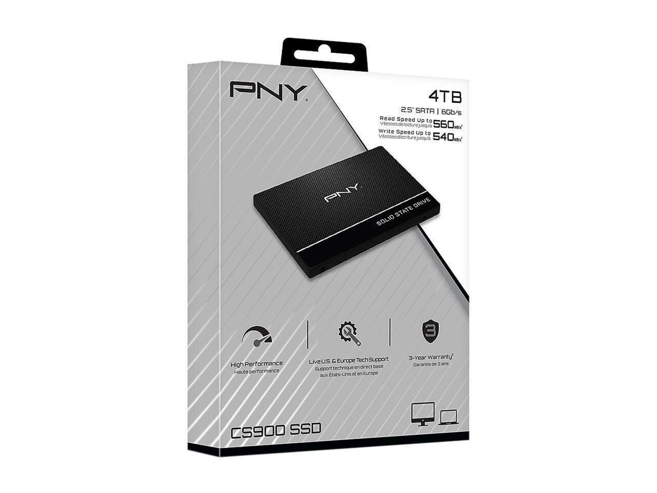 PNY CS900 4TB 2.5" (SSD7CS900-4TB-RB) цена и информация | Sisemised kõvakettad | hansapost.ee