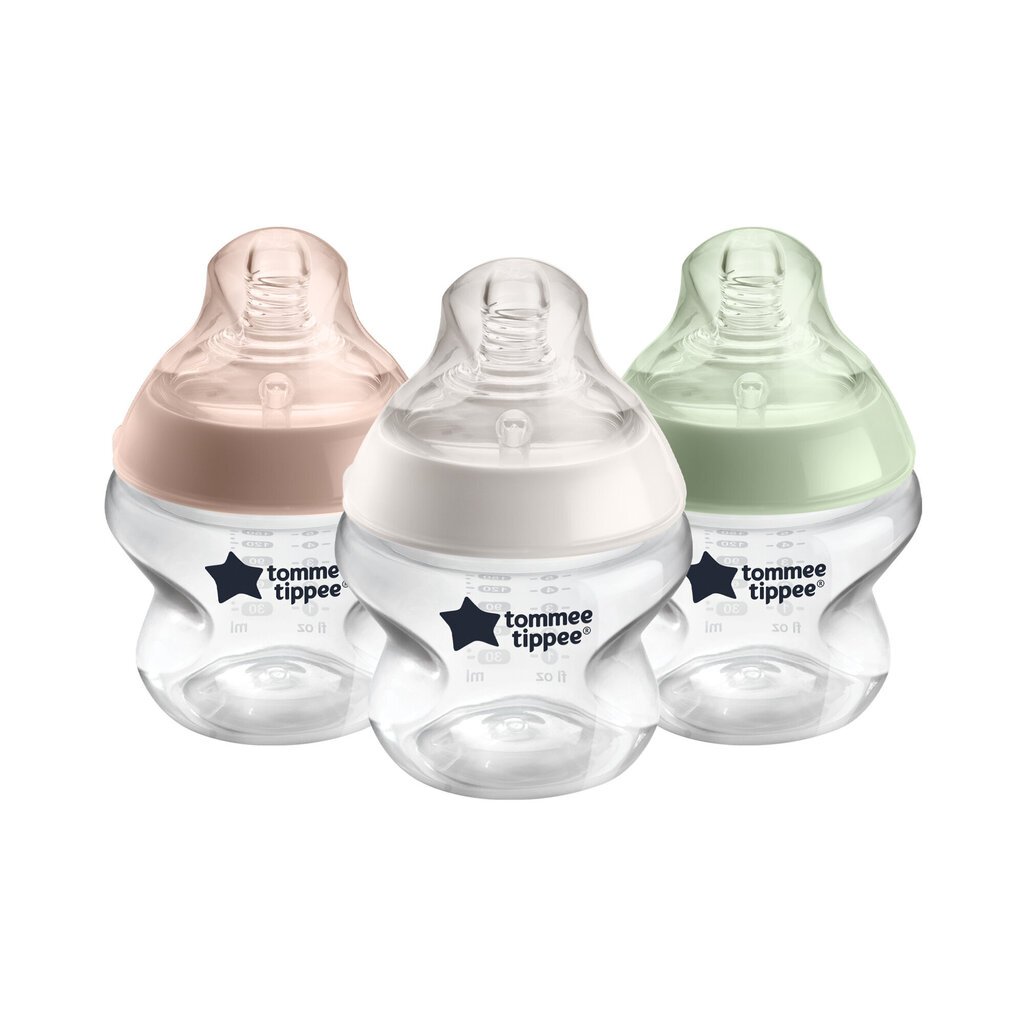 Pudel Tommee Tippee Closer to Nature, 0+ kuud, 150 ml, 3 tk. цена и информация | Lutipudelid ja tarvikud | hansapost.ee