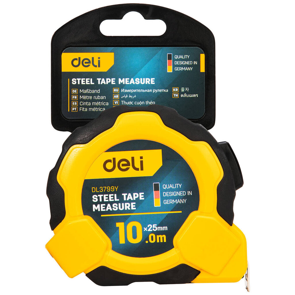 Mõõdulint Deli Tools EDL3799Y, 10m/25mm цена и информация | Käsitööriistad | hansapost.ee