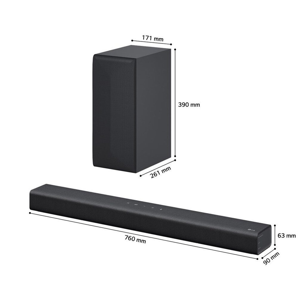 LG 2.1 Soundbar S60Q.CEUSLLK цена и информация | Ribakõlarid ja koduaudio süsteemid | hansapost.ee