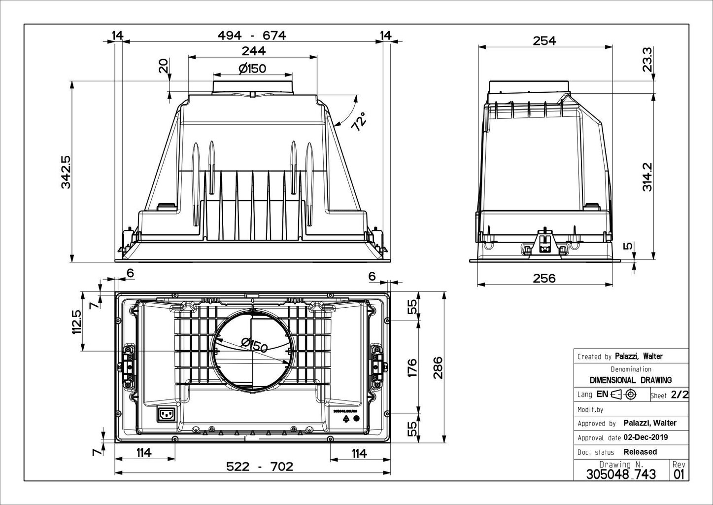 Integreeritav õhupuhasti Faber INKA PLUS HCS BK A70, laius 70 cm hind ja info | Õhupuhastid | hansapost.ee
