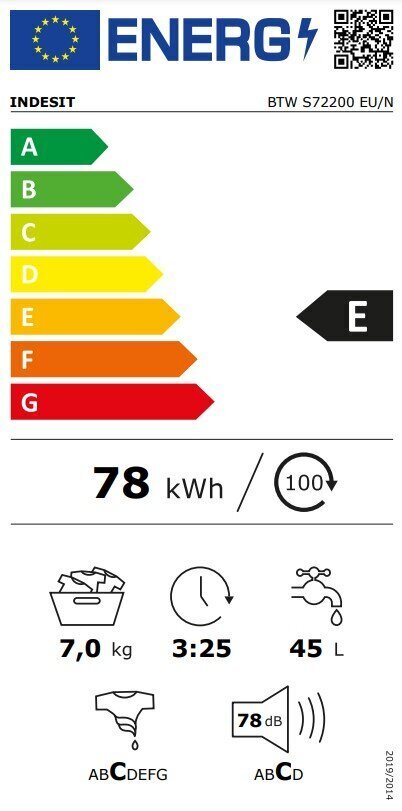 Indesit BTW S72200 EU/N hind ja info | Pesumasinad | hansapost.ee