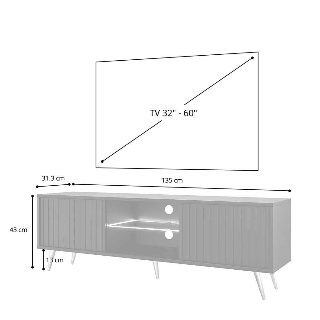 TV-laud Selsey Bello 135 cm, must/pruun hind ja info | Televiisori alused | hansapost.ee