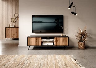Столик под телевизор Selsey Bello 135 см, черный/коричневый цвет цена и информация | Тумбы под телевизор | hansapost.ee