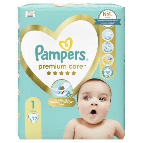 Mähkmed Pampers Premium Care, Suurus 1 (Mini), 2–5 Kg, 72 tk hind ja info | Mähkmed, riidest mähkmed | hansapost.ee