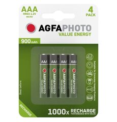 Аккумуляторные элементы AgfaPhoto AAA 900mAh 4шт цена и информация | Батарейки | hansapost.ee