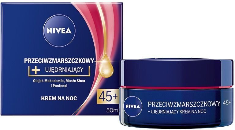 Pinguldav öökreem Nivea 45+, 50ml hind ja info | Näokreemid | hansapost.ee