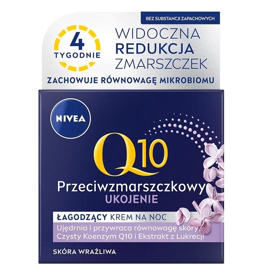 Rahustav kortsudevastane öökreem tundlikule nahale Nivea Q10, 50 ml hind ja info | Näokreemid | hansapost.ee