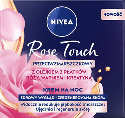 Kortsudevastane öökreem roosi kroonleheõli, kaltsiumi ja keratiiniga Nivea Rose Touch, 50ml цена и информация | Кремы для лица | hansapost.ee