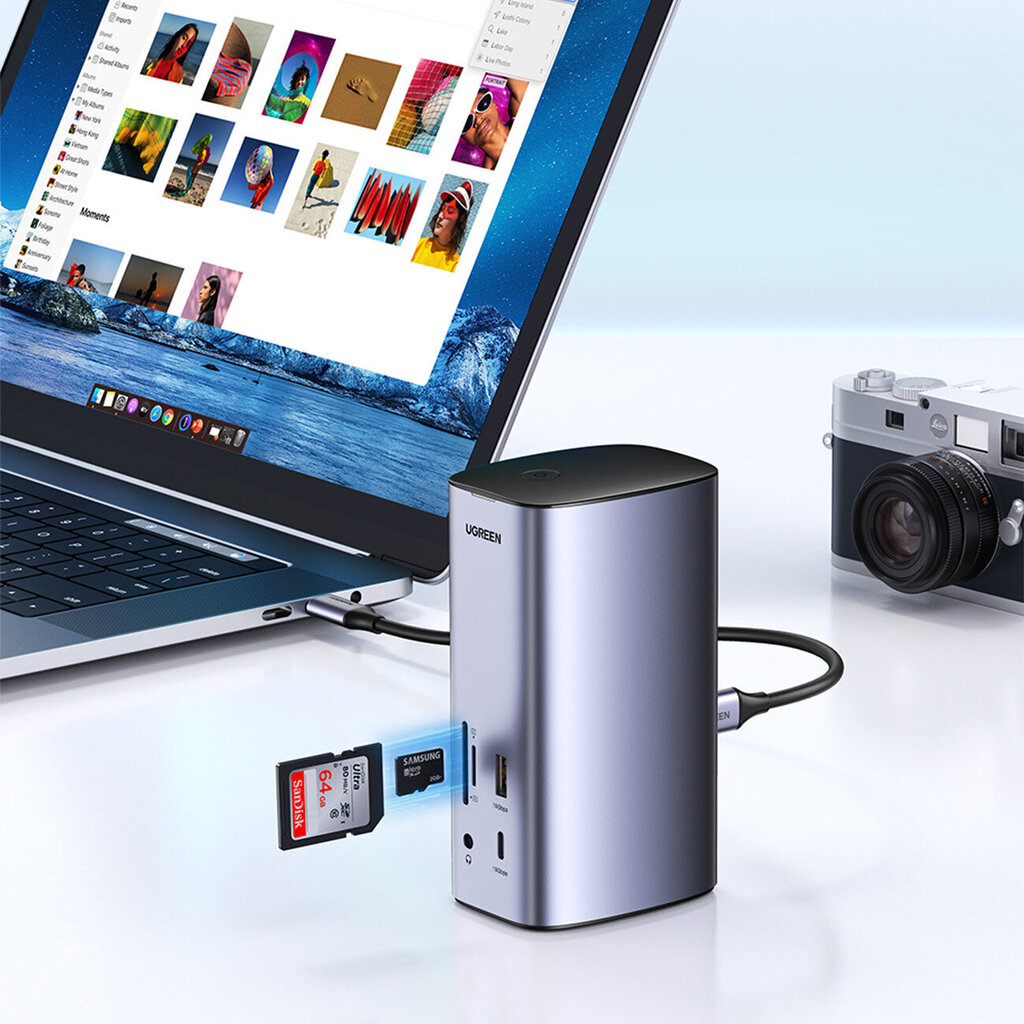 Jagamiskaabel Ugreen Multifunction HUB 12in1 CM555) USB C USB HDMI DP RJ45 AUX SD TF цена и информация | USB adapterid ja jagajad | hansapost.ee