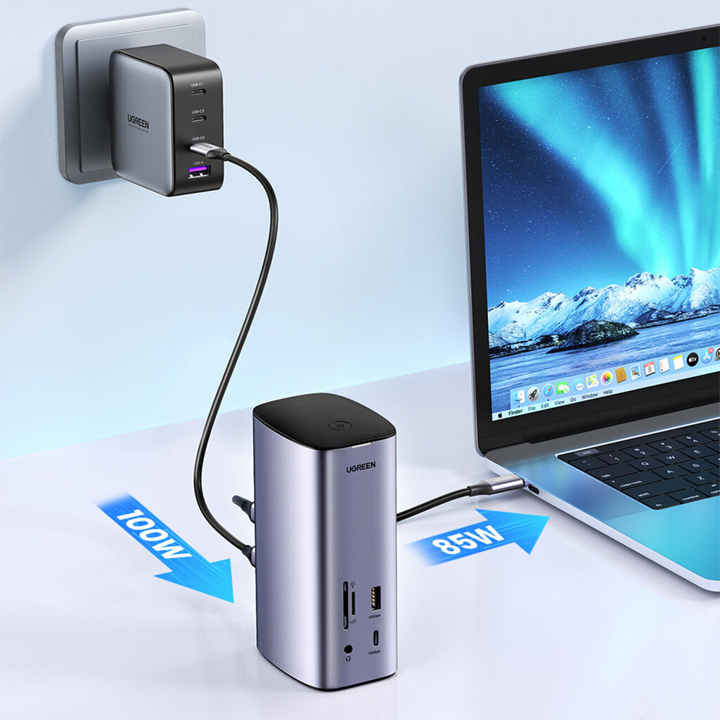 Jagamiskaabel Ugreen Multifunction HUB 12in1 CM555) USB C USB HDMI DP RJ45 AUX SD TF цена и информация | USB adapterid ja jagajad | hansapost.ee