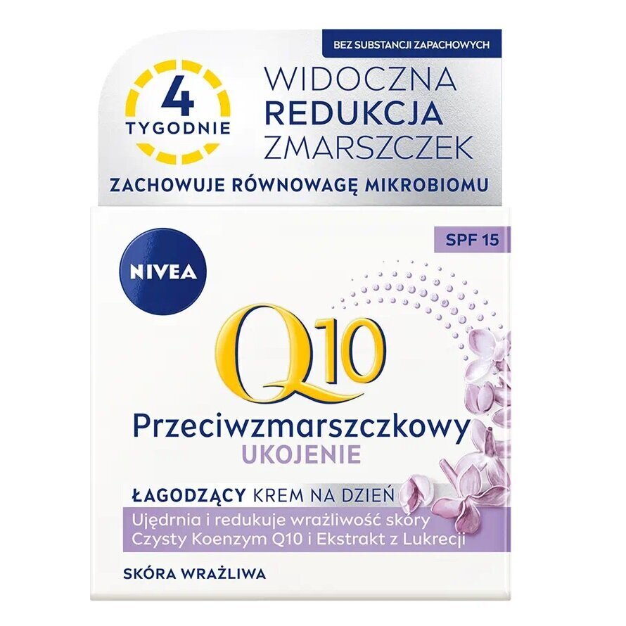 Rahustav kortsudevastane päevakreem tundlikule nahale SPF15 Nivea Q10, 50ml цена и информация | Näokreemid | hansapost.ee