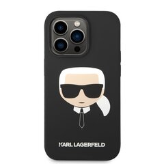 Karl Lagerfeld Liquid Silicone Karl Head Case for iPhone 14 Pro Black hind ja info | Telefonide kaitsekaaned ja -ümbrised | hansapost.ee