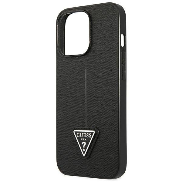 Guess GUHCP14XPSATLK iPhone 14 Pro Max 6,7" czarny|black hardcase SaffianoTriangle Logo hind ja info | Telefonide kaitsekaaned ja -ümbrised | hansapost.ee