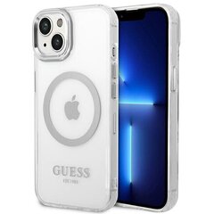 Guess GUHMP14SHTRMS iPhone 14 6,1" srebrny|silver hard case Metal Outline Magsafe hind ja info | Telefonide kaitsekaaned ja -ümbrised | hansapost.ee
