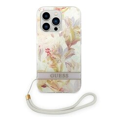 Guess GUOHCP14LHFLSU iPhone 14 Pro 6,1" fioletowy|purple hardcase Flower Strap hind ja info | Telefonide kaitsekaaned ja -ümbrised | hansapost.ee
