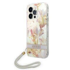 Guess GUOHCP14XHFLSU iPhone 14 Pro Max 6,7" fioletowy|purple hardcase Flower Strap цена и информация | Чехлы для телефонов | hansapost.ee