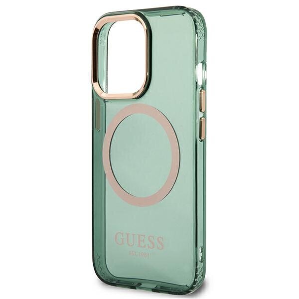 Guess GUHMP13LHTCMA iPhone 13 Pro | 13 6,1" zielony|khaki hard case Gold Outline Translucent MagSafe цена и информация | Telefonide kaitsekaaned ja -ümbrised | hansapost.ee