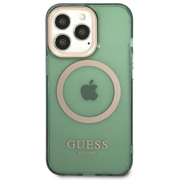 Guess GUHMP13LHTCMA iPhone 13 Pro | 13 6,1" zielony|khaki hard case Gold Outline Translucent MagSafe hind ja info | Telefonide kaitsekaaned ja -ümbrised | hansapost.ee