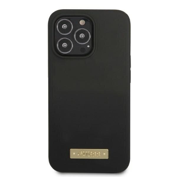 Guess GUHMP13LSPLK iPhone 13 Pro | 13 6,1" czarny|black hard case Silicone Logo Plate MagSafe hind ja info | Telefonide kaitsekaaned ja -ümbrised | hansapost.ee