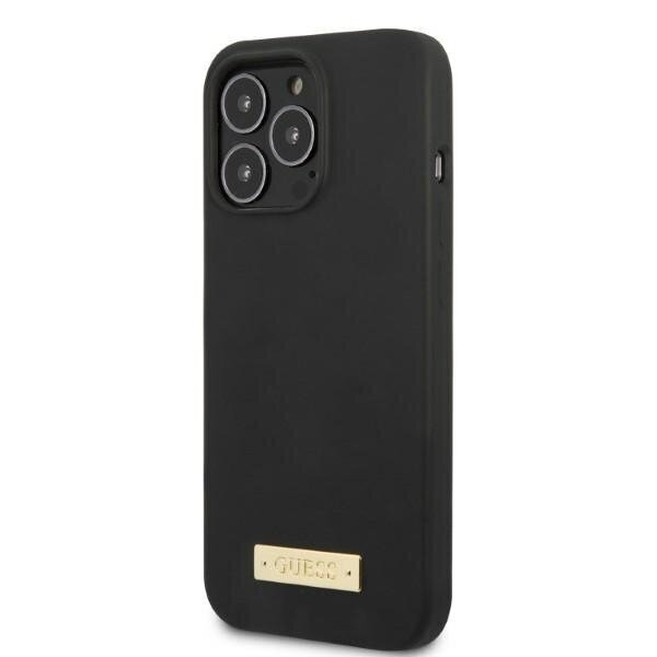Guess GUHMP13LSPLK iPhone 13 Pro | 13 6,1" czarny|black hard case Silicone Logo Plate MagSafe hind ja info | Telefonide kaitsekaaned ja -ümbrised | hansapost.ee