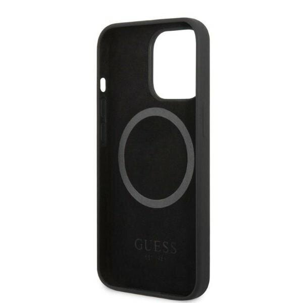 Guess GUHMP13LSPLK iPhone 13 Pro | 13 6,1" czarny|black hard case Silicone Logo Plate MagSafe hind ja info | Telefonide kaitsekaaned ja -ümbrised | hansapost.ee