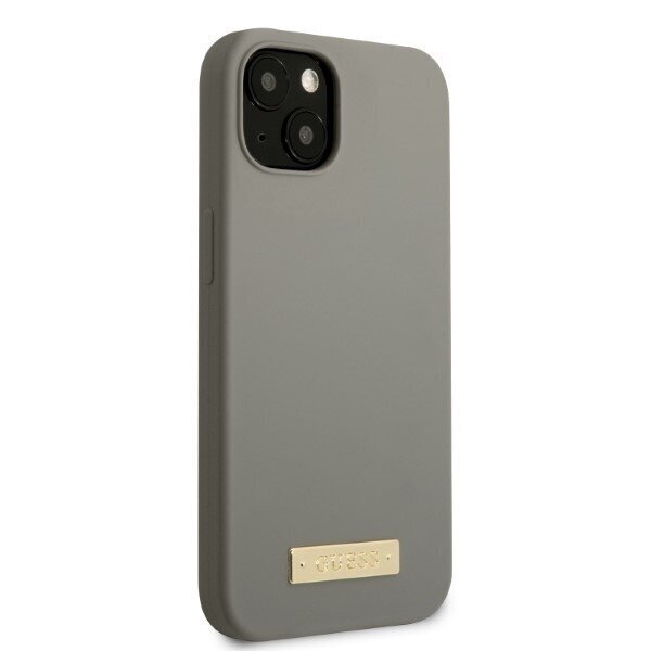 Guess GUHMP13MSPLG iPhone 13 6,1" szary|grey hard case Silicone Logo Plate MagSafe hind ja info | Telefonide kaitsekaaned ja -ümbrised | hansapost.ee
