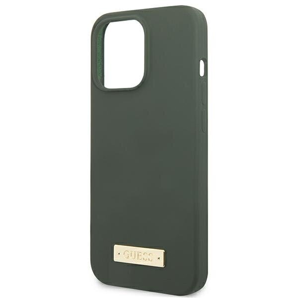 Guess GUHMP13XSPLA iPhone 13 Pro Max 6,7" zielony|khaki hard case Silicone Logo Plate MagSafe hind ja info | Telefonide kaitsekaaned ja -ümbrised | hansapost.ee